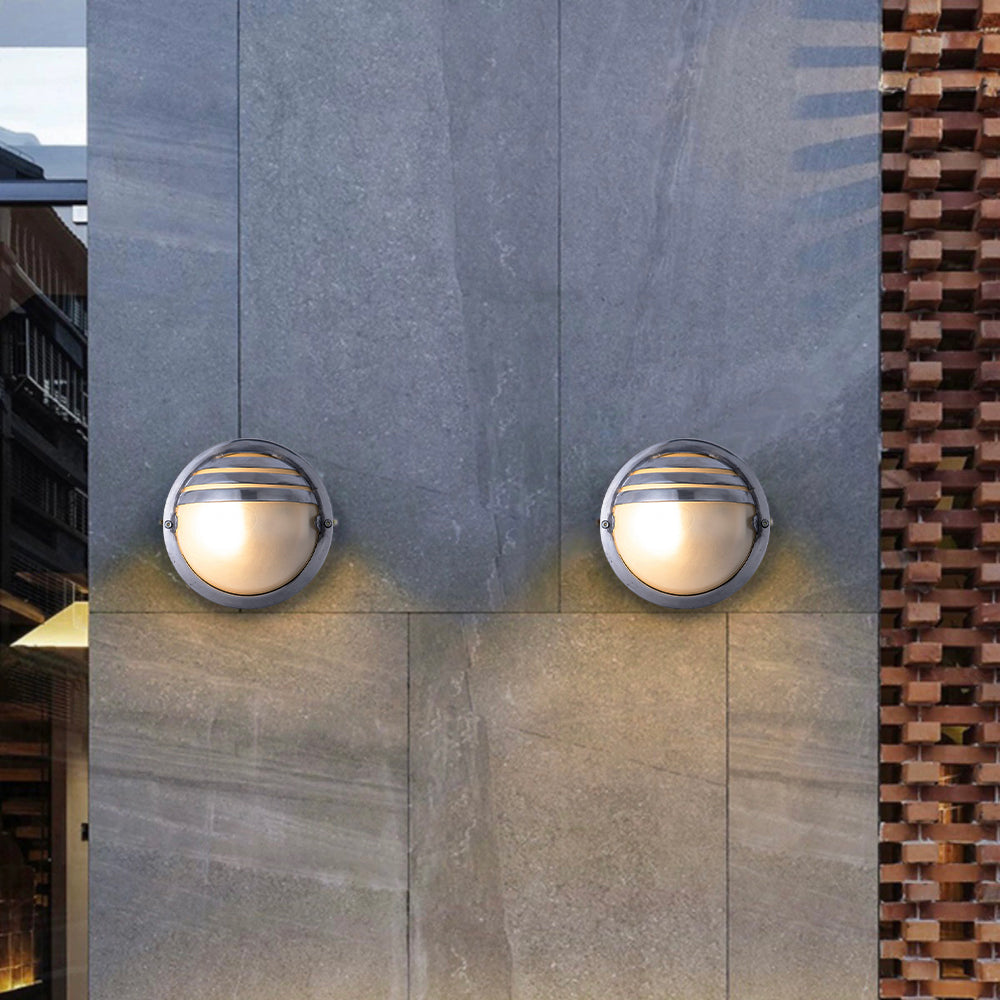 Modern Geometric Outdoor Wall Lamp – Waterproof Silver Finish