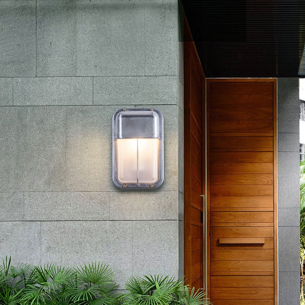 Modern Geometric Outdoor Wall Lamp – Waterproof Silver Finish