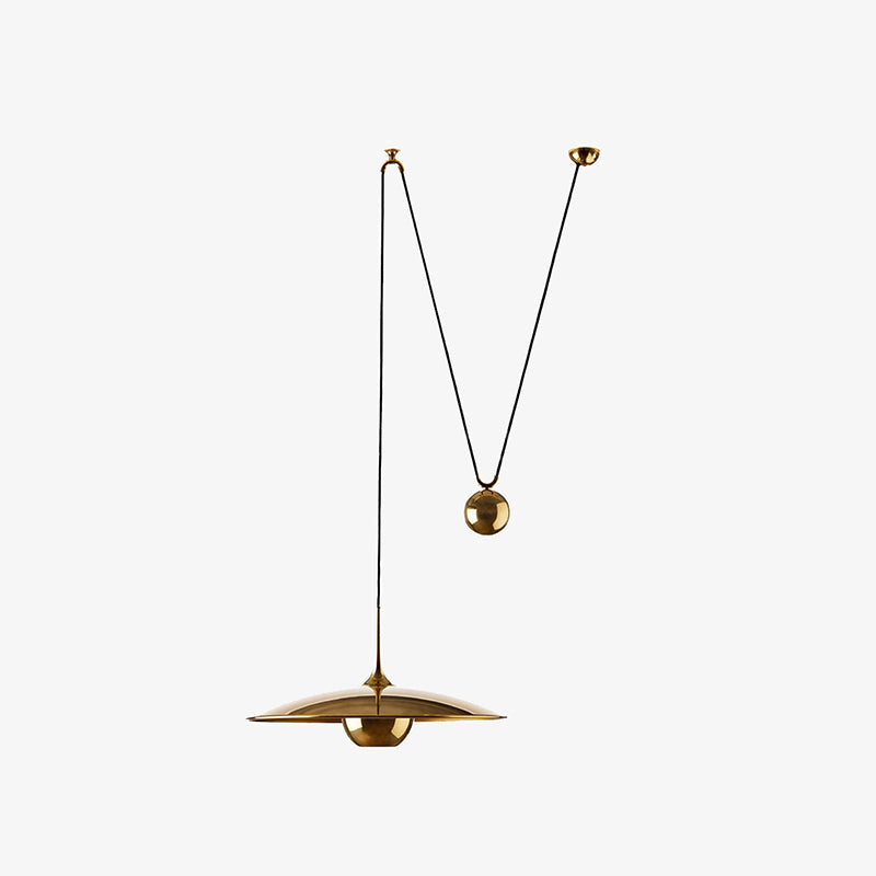 Gold Mid-Century Pendant with Adjustable Cord