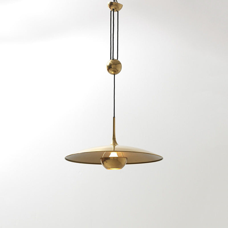 Gold Mid-Century Pendant with Adjustable Cord