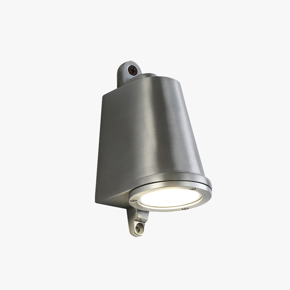 Industrial metal bell-shaped waterproof outdoor wall lamp, ideal for modern outdoor spaces, corridors, and balconies. Durable and sleek design providing stylish lighting.

