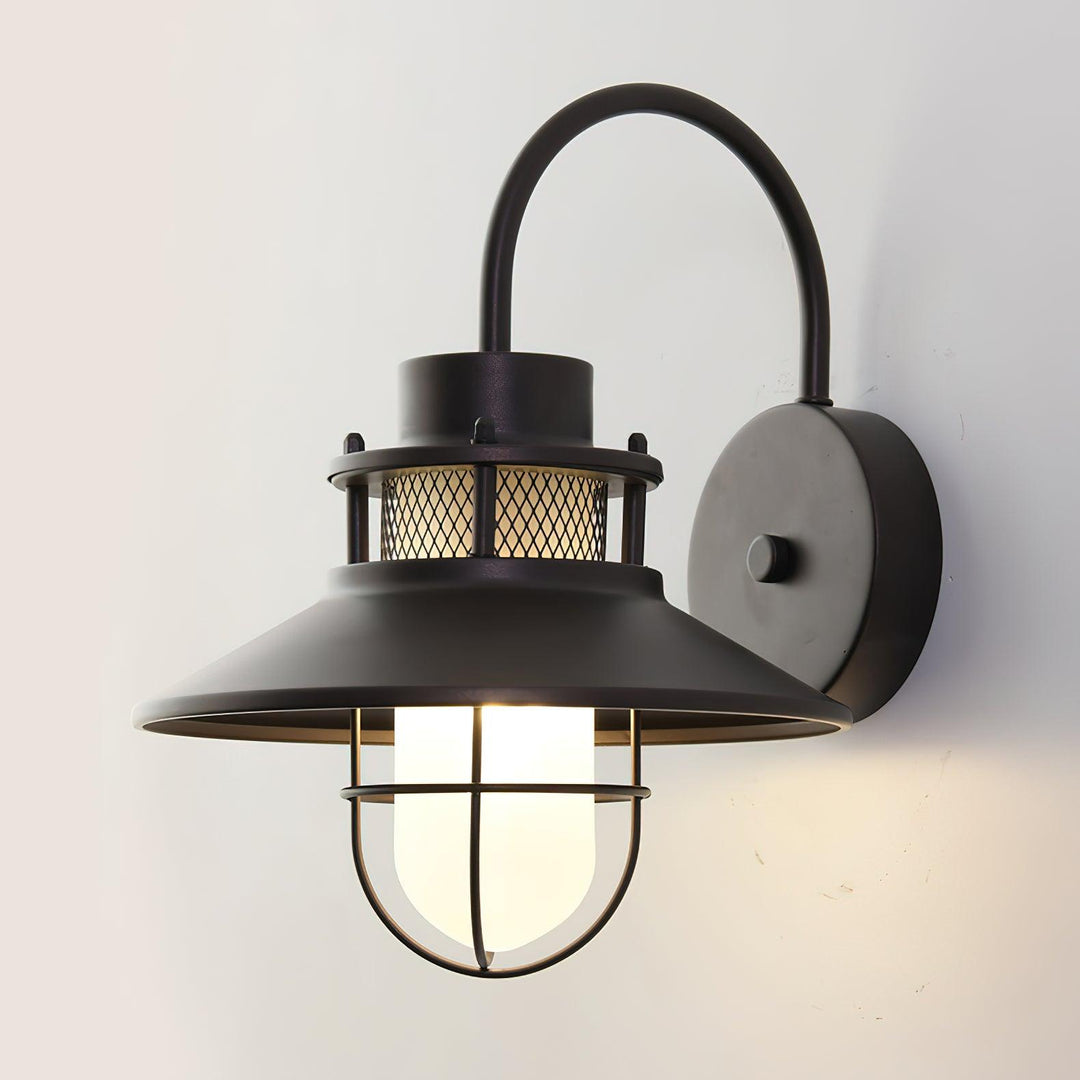 Industrial Outdoor Wall Lamp with Frosted Glass – Waterproof Exterior Light