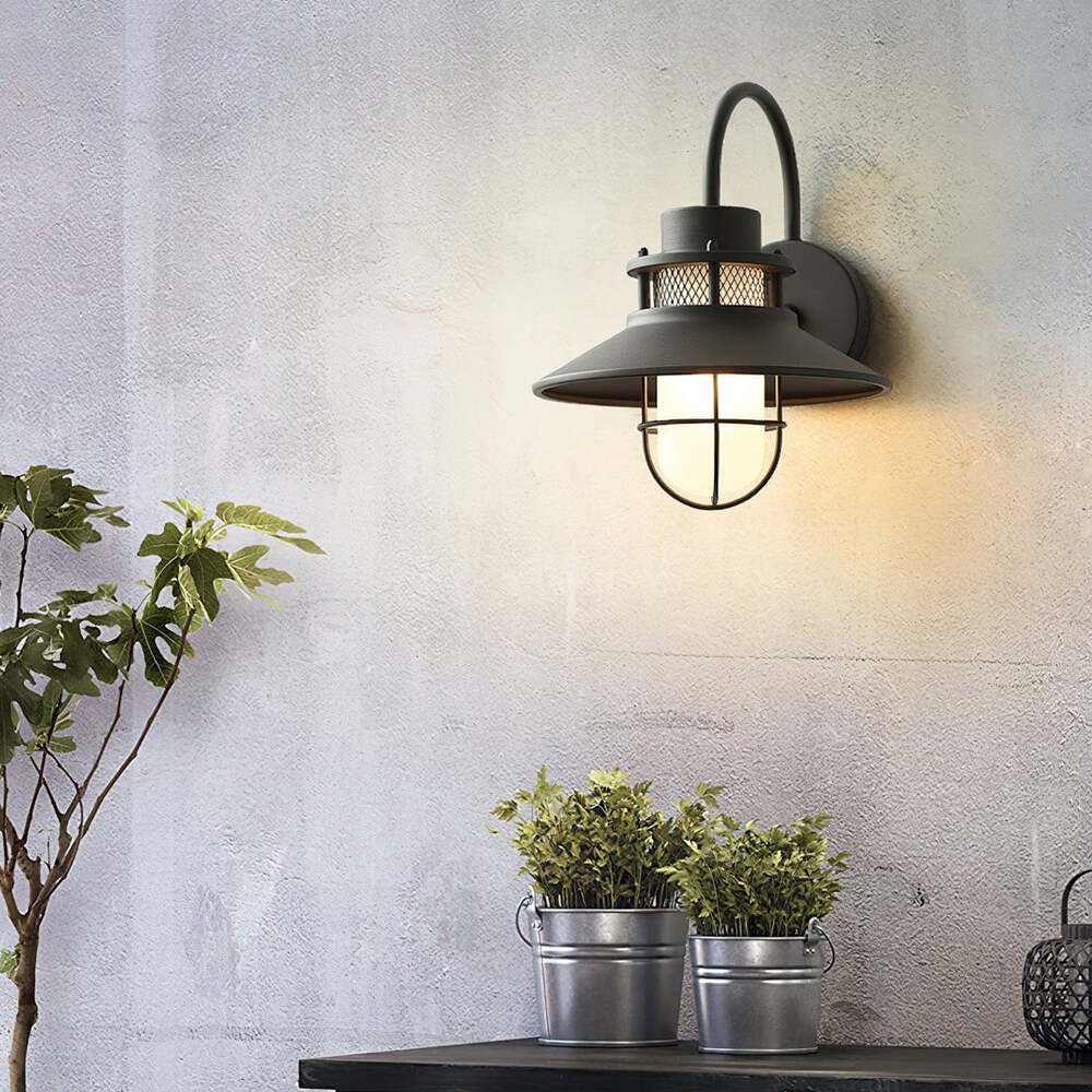 Industrial Outdoor Wall Lamp with Frosted Glass – Waterproof Exterior Light