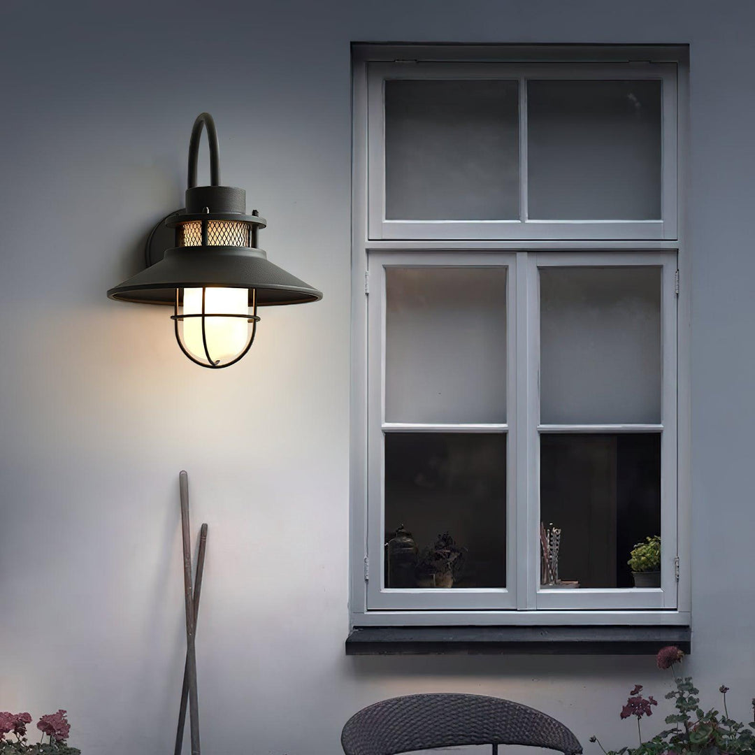 Industrial Outdoor Wall Lamp with Frosted Glass – Waterproof Exterior Light