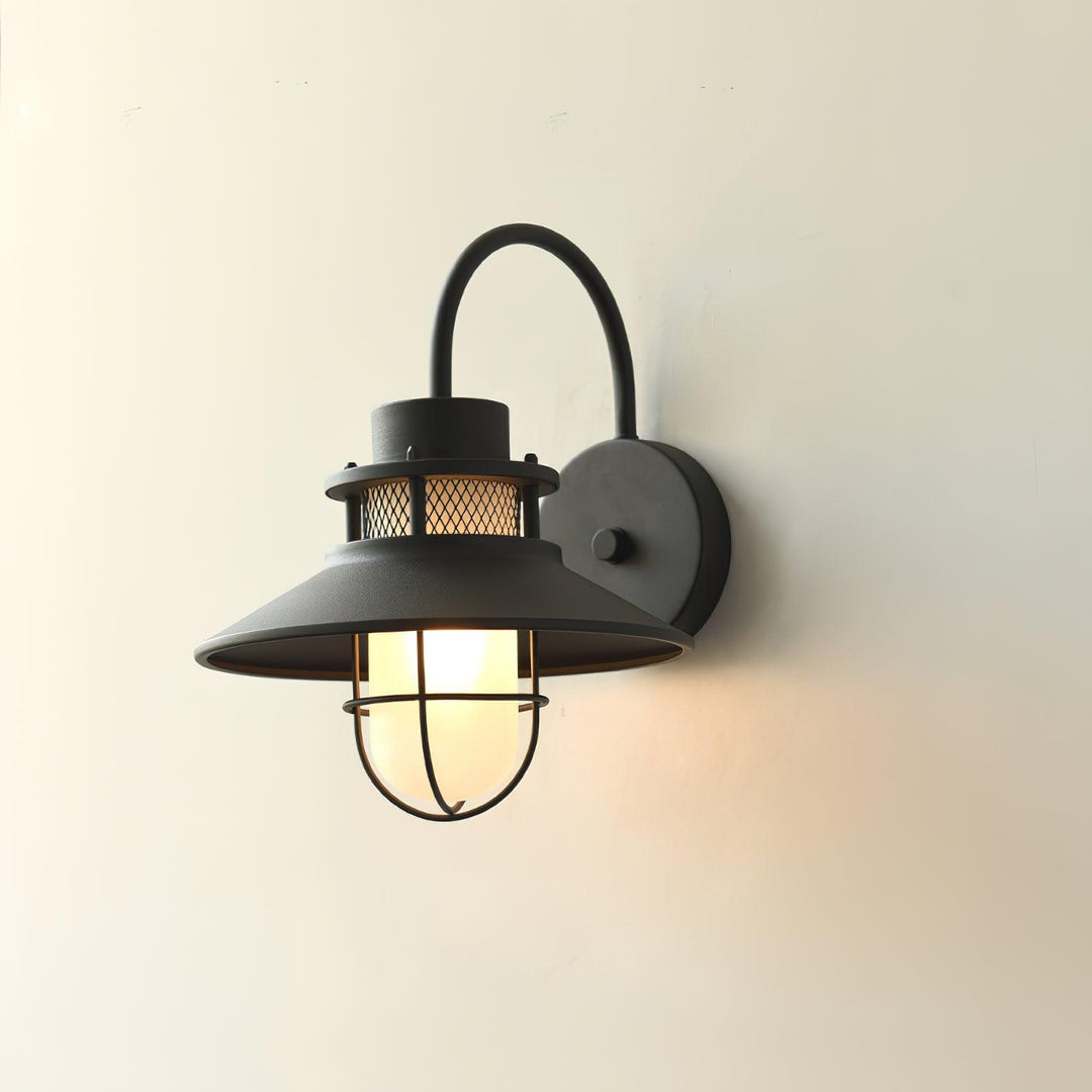 Industrial Outdoor Wall Lamp with Frosted Glass – Waterproof Exterior Light