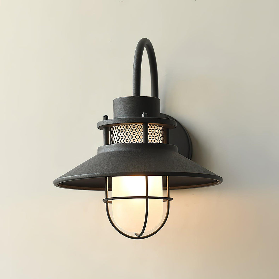 Industrial Outdoor Wall Lamp with Frosted Glass – Waterproof Exterior Light