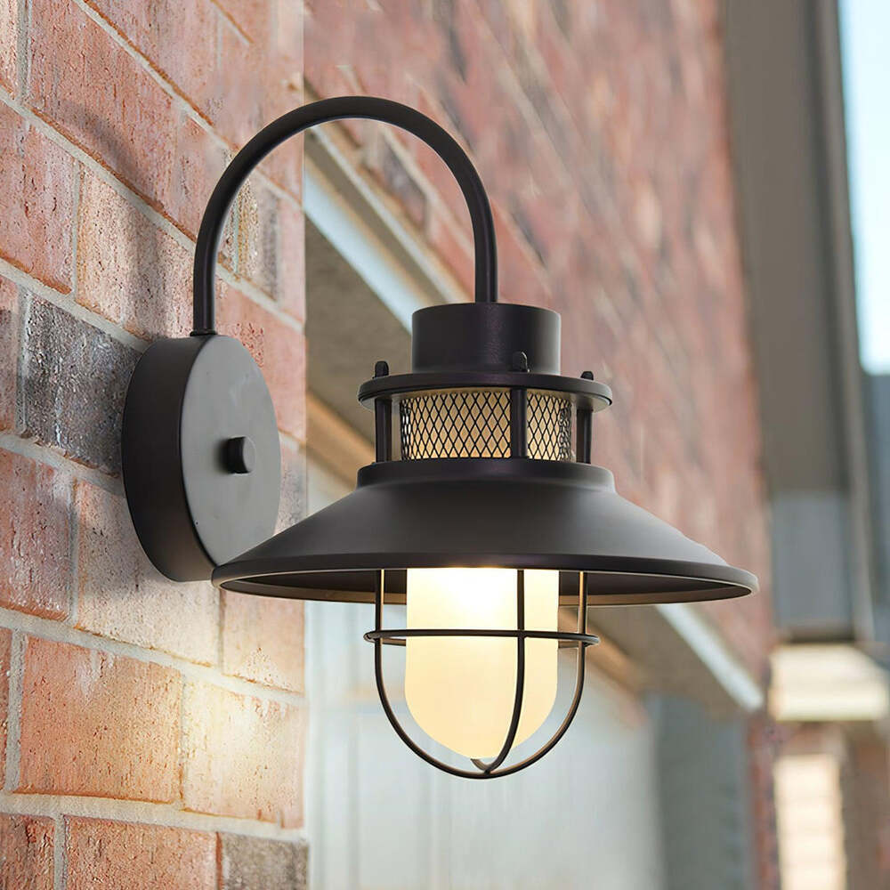 Industrial Outdoor Wall Lamp with Frosted Glass – Waterproof Exterior Light