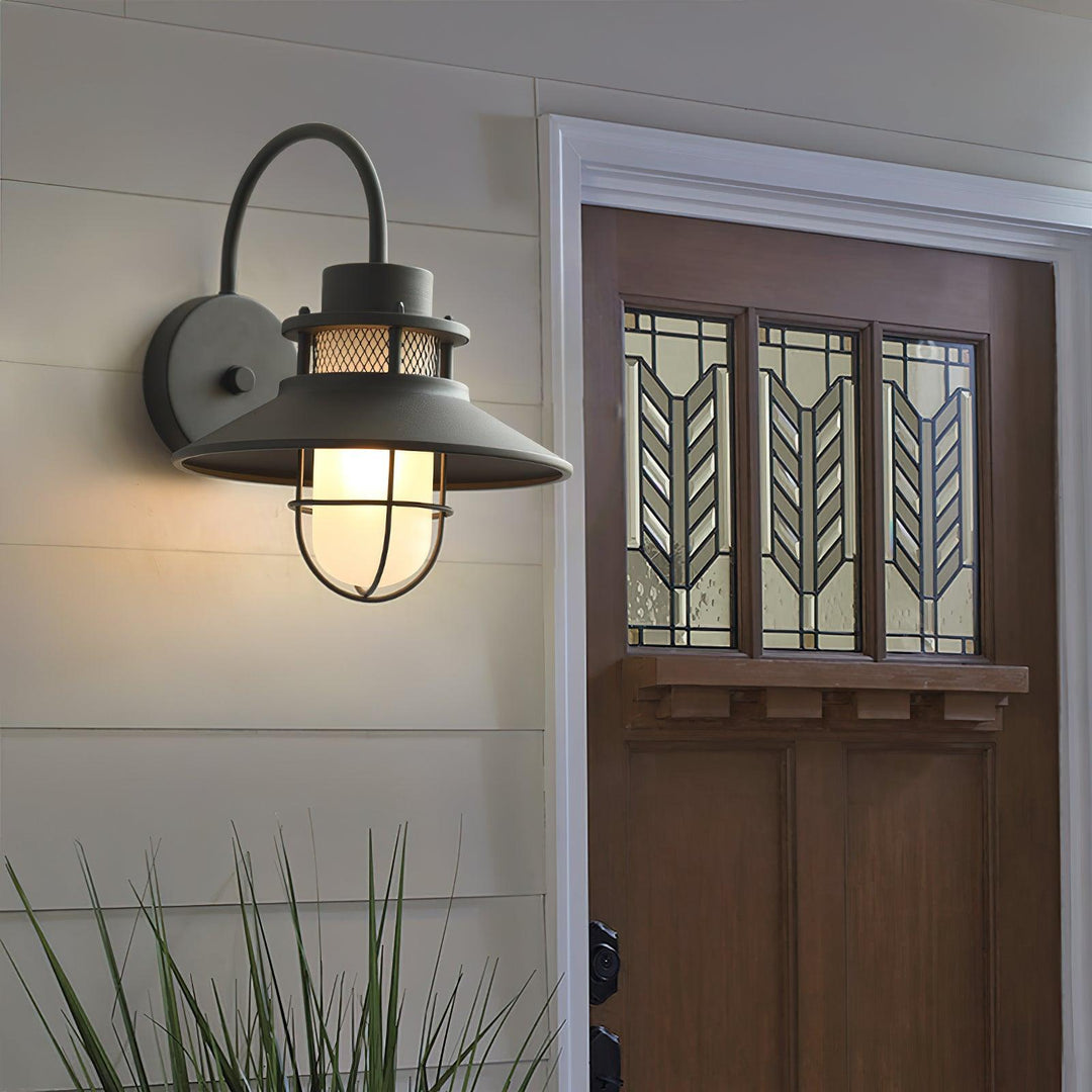 Industrial Outdoor Wall Lamp with Frosted Glass – Waterproof Exterior Light