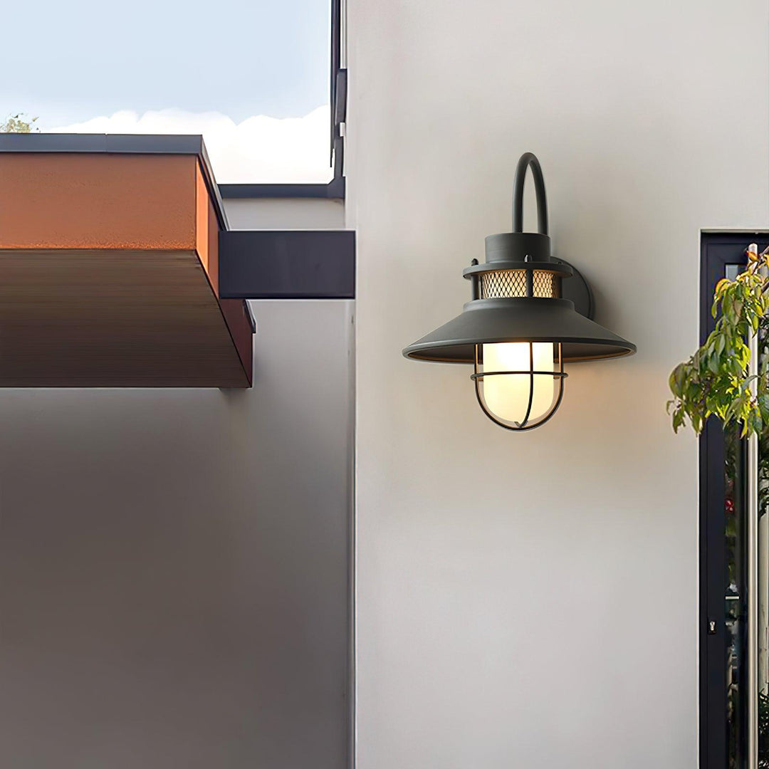 Industrial Outdoor Wall Lamp with Frosted Glass – Waterproof Exterior Light