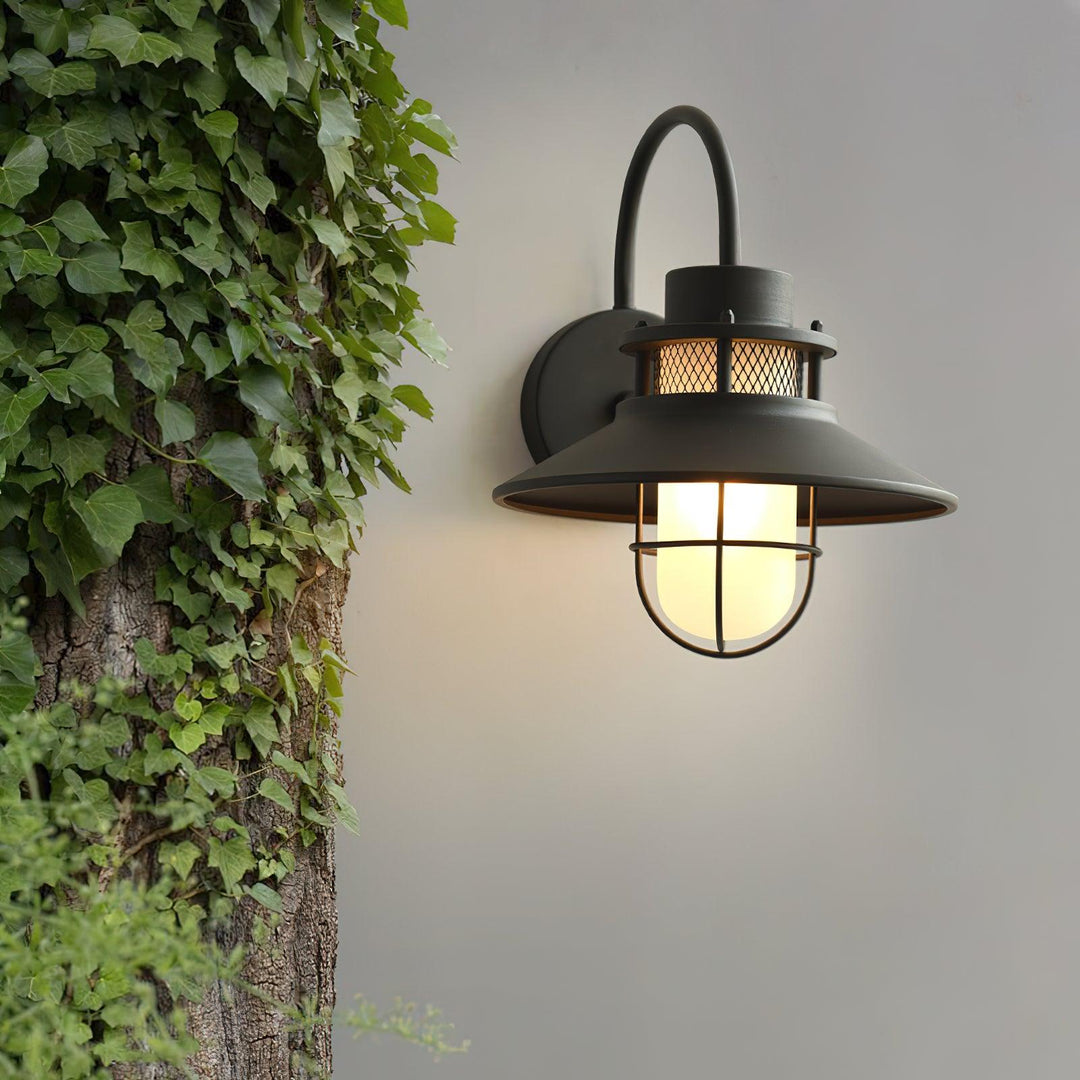 Industrial Outdoor Wall Lamp with Frosted Glass – Waterproof Exterior Light