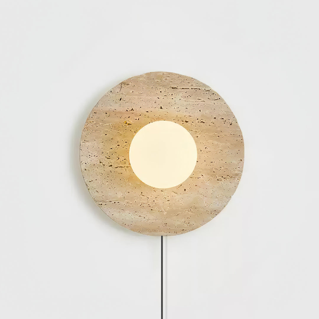 Minimalist Travertine Wall Lamp with White Shade