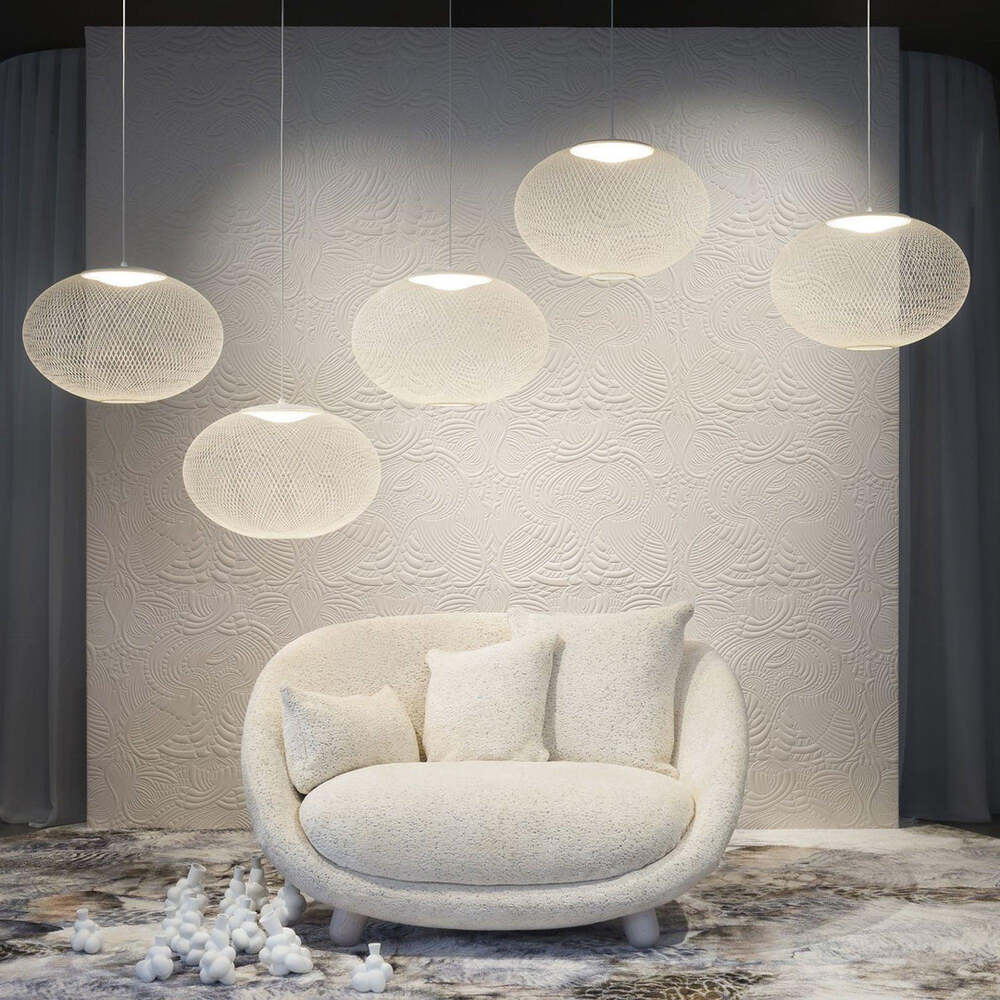 Minimalist Lattice-Designed Oval LED Pendant Light
