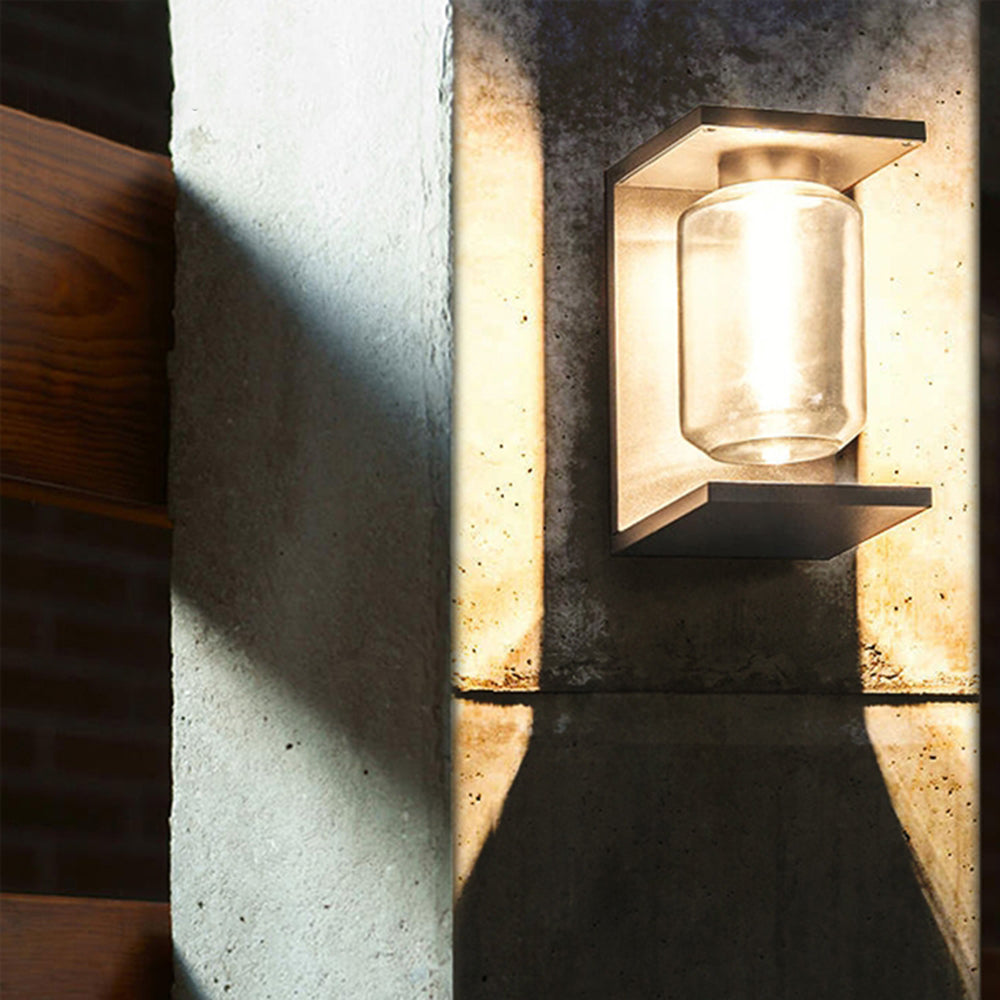 Contemporary Lantern Glass Outdoor Wall Lamp – Hardwired & Solar Options