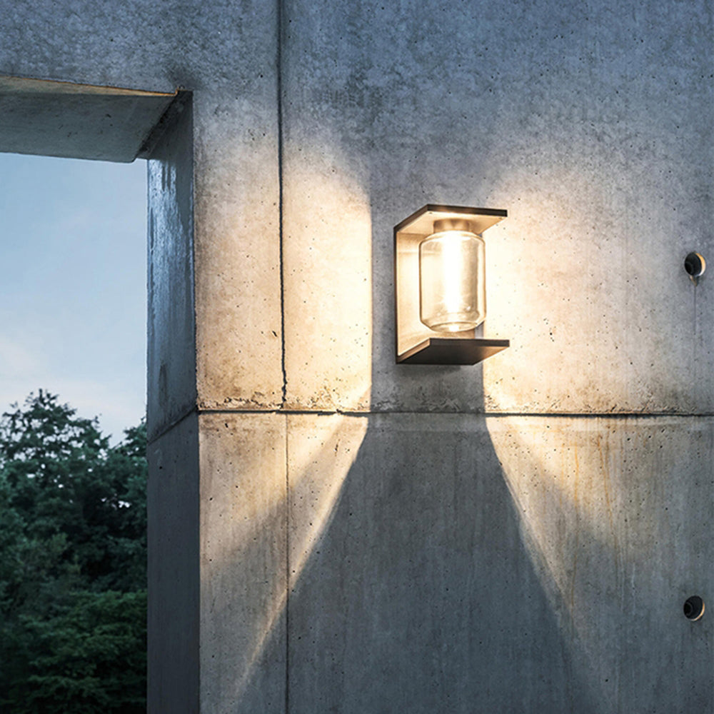 Contemporary Lantern Glass Outdoor Wall Lamp – Hardwired & Solar Options