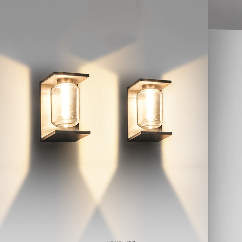 Contemporary Lantern Glass Outdoor Wall Lamp – Hardwired & Solar Options