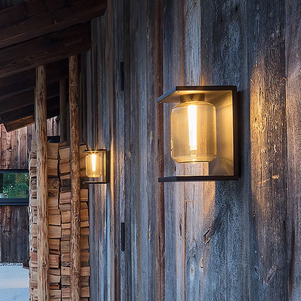 Contemporary Lantern Glass Outdoor Wall Lamp – Hardwired & Solar Options