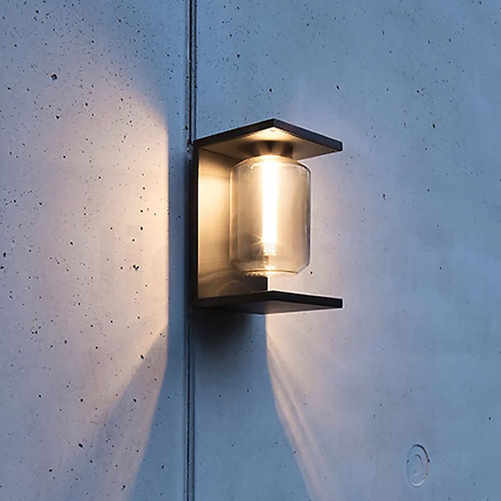 Contemporary Lantern Glass Outdoor Wall Lamp – Hardwired & Solar Options
