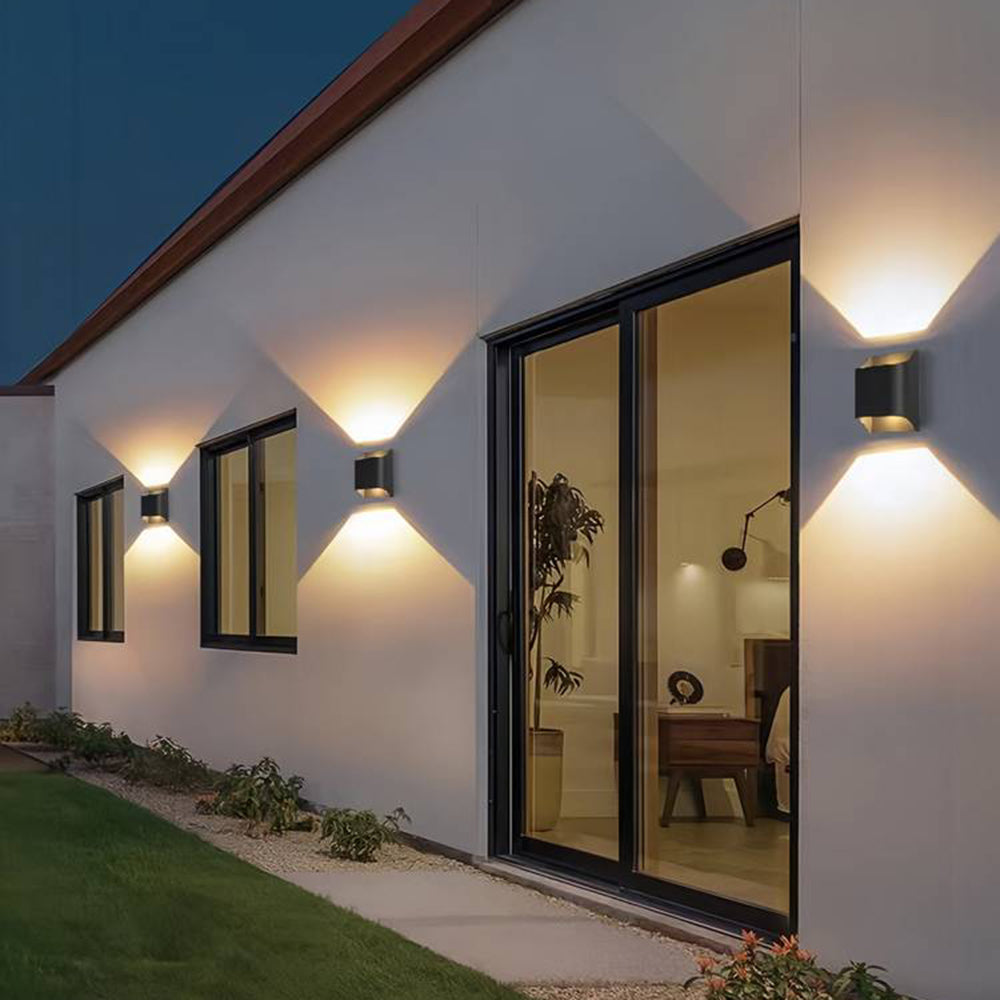 Modern LED Up-Down Outdoor Wall Lamp - Solar & Hardwired Options