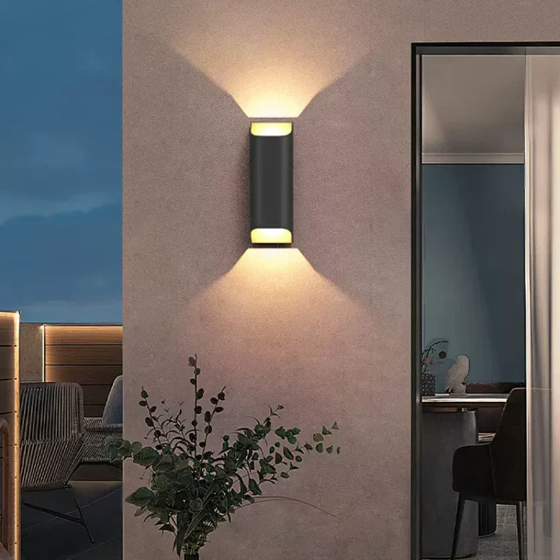 Modern LED Up-Down Outdoor Wall Lamp - Solar & Hardwired Options