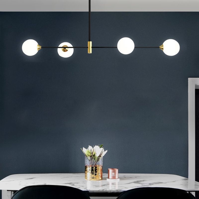 Modern Linear Pendant Light with Spherical Shades