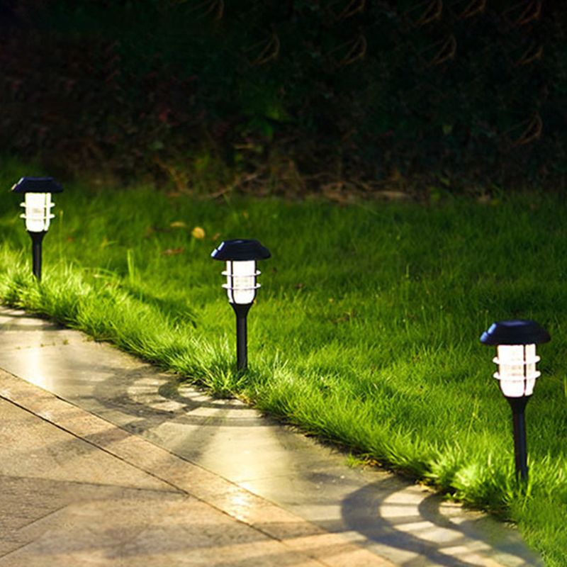 Modern Metal Caged Solar Outdoor Bollard Light for Gardens
