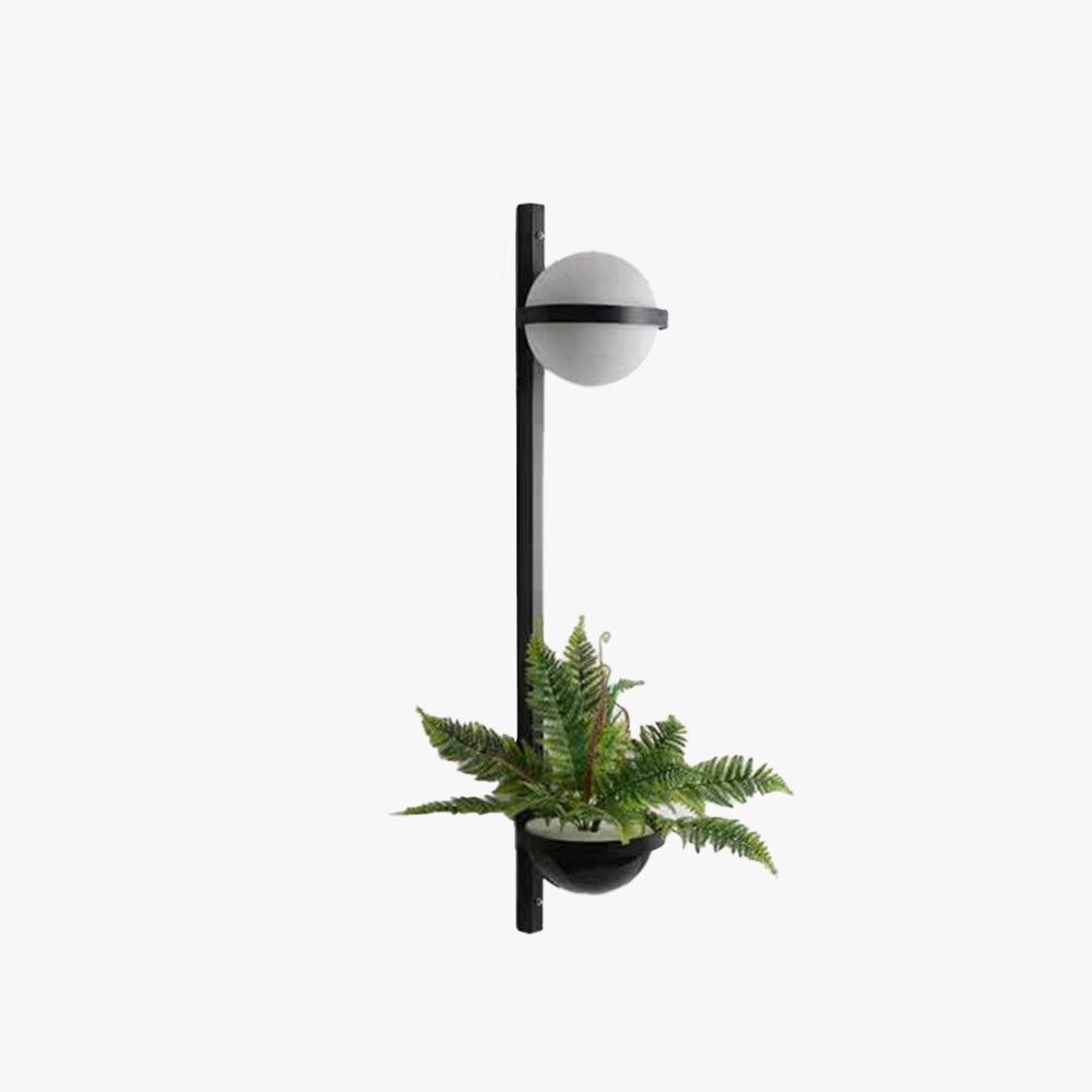 Modern outdoor wall lamp with globe design. Available in solar or hardwired power options, perfect for outdoor spaces like patios, gardens, and porches. Stylish and IP65 waterproof.

