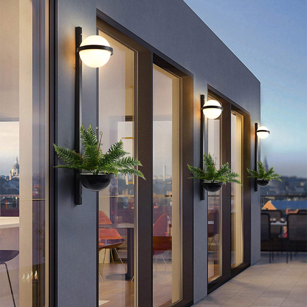 Modern Outdoor Wall Lamp with Globe Design – Solar or Hardwired Options