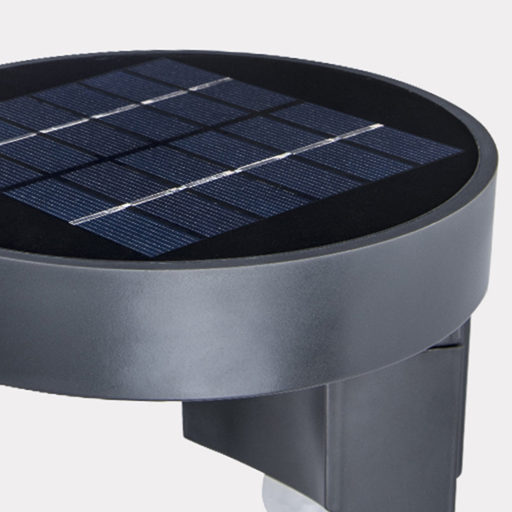 Modern Round Solar Outdoor Wall Lamp with Sensor and Waterproof Design
