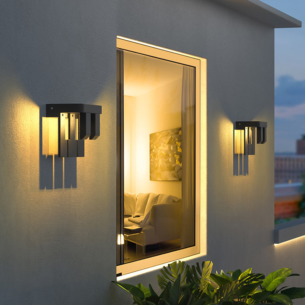 Modern Solar Metal Outdoor Wall Lamp with Minimalist Design