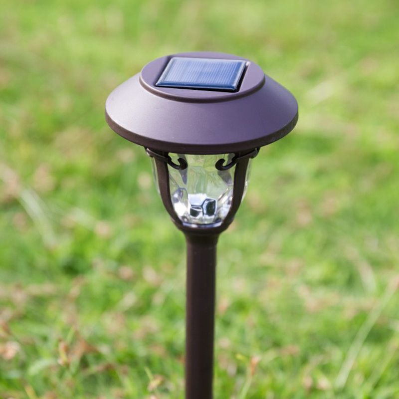 Modern Solar Outdoor Bollard Light – Coffee Color, Bowl-Shaped Design