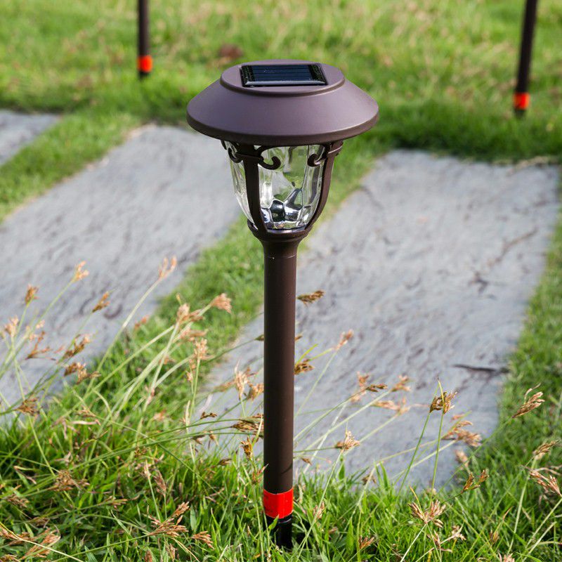Modern Solar Outdoor Bollard Light – Coffee Color, Bowl-Shaped Design