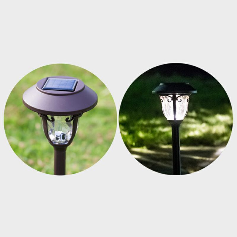 Modern Solar Outdoor Bollard Light – Coffee Color, Bowl-Shaped Design