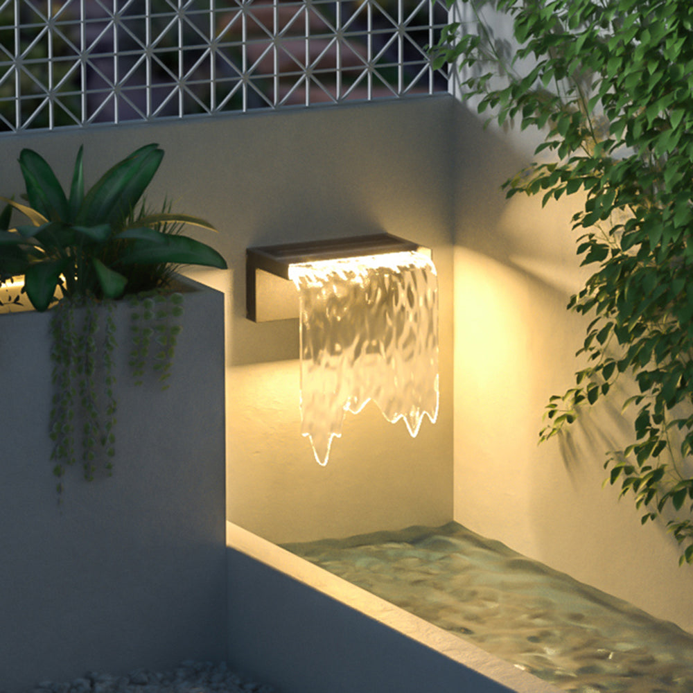 Modern Solar Outdoor Wall Lamp with Flowing Water Effect