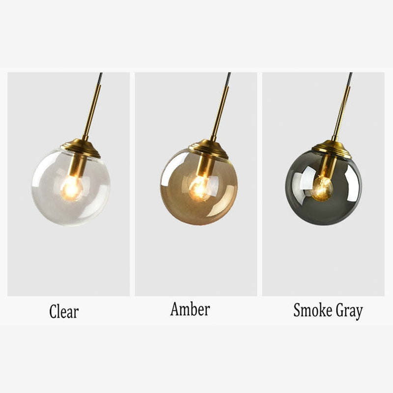 Modern Sphere Pendant Light with Amber Glass
