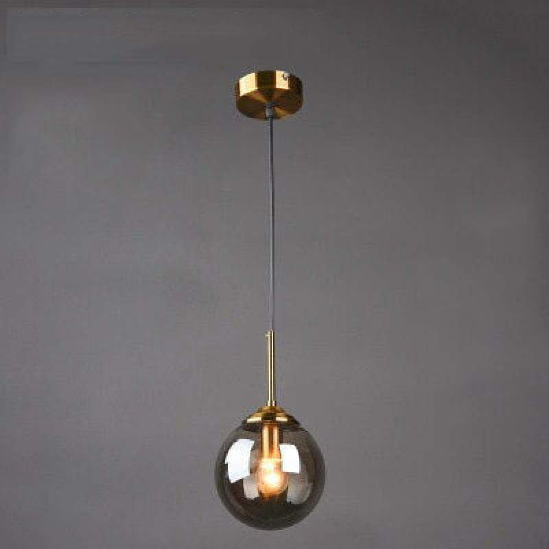 Modern Sphere Pendant Light with Amber Glass