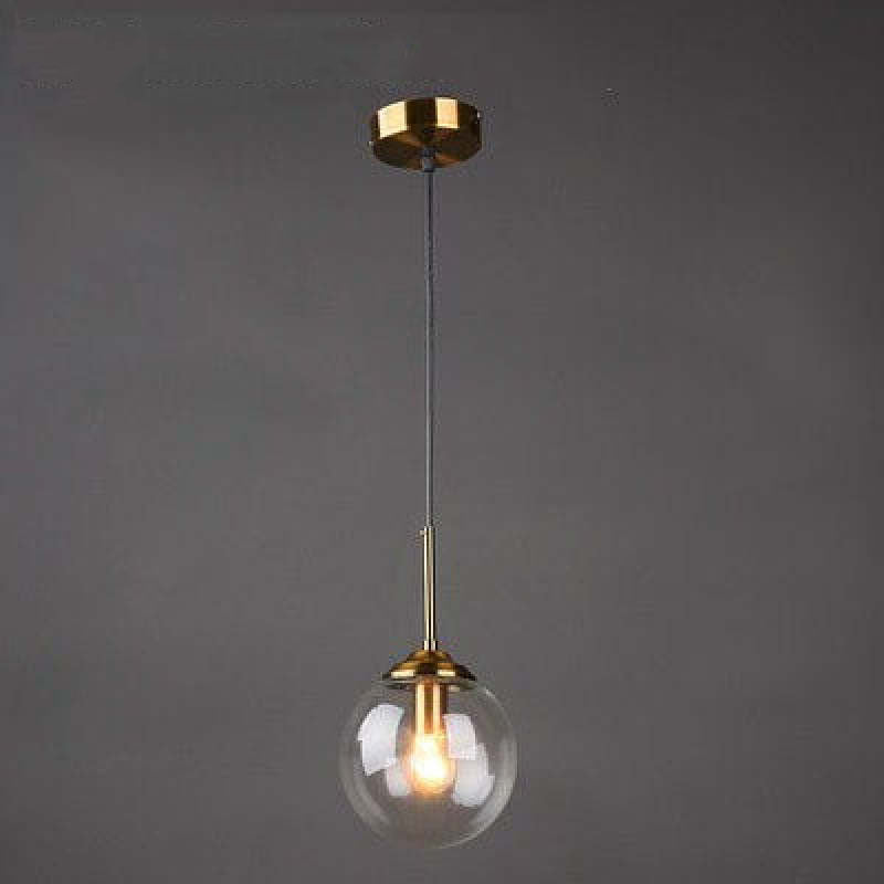 Modern Sphere Pendant Light with Amber Glass