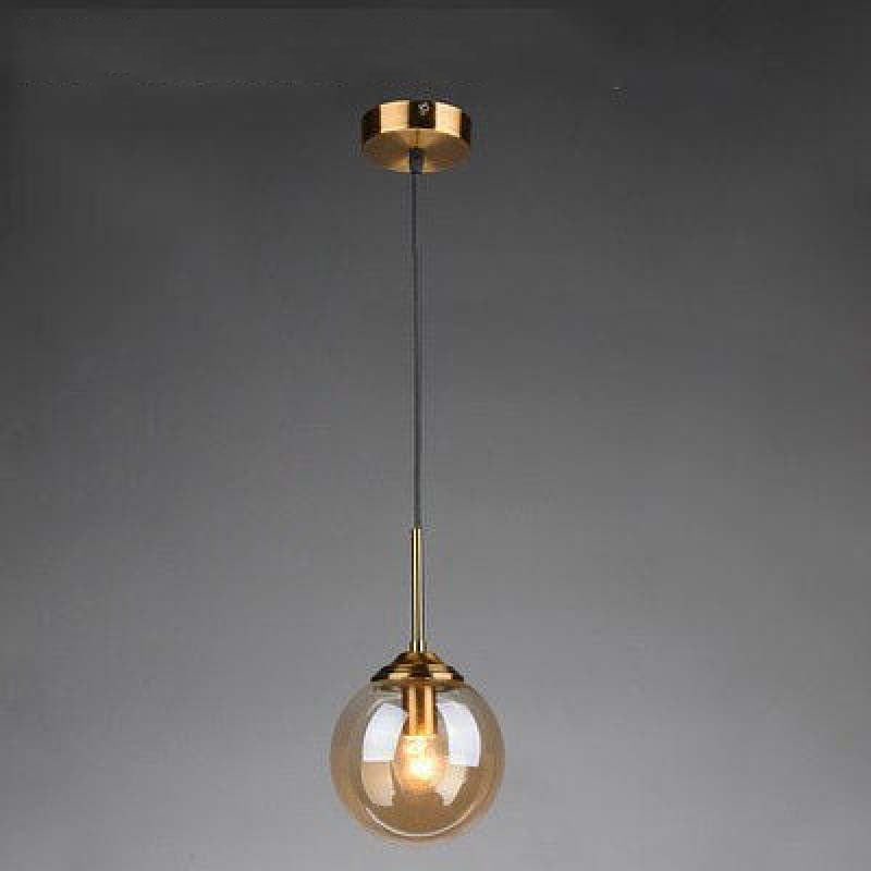 Modern Sphere Pendant Light with Amber Glass