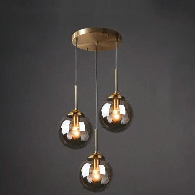 Modern Sphere Pendant Light with Amber Glass