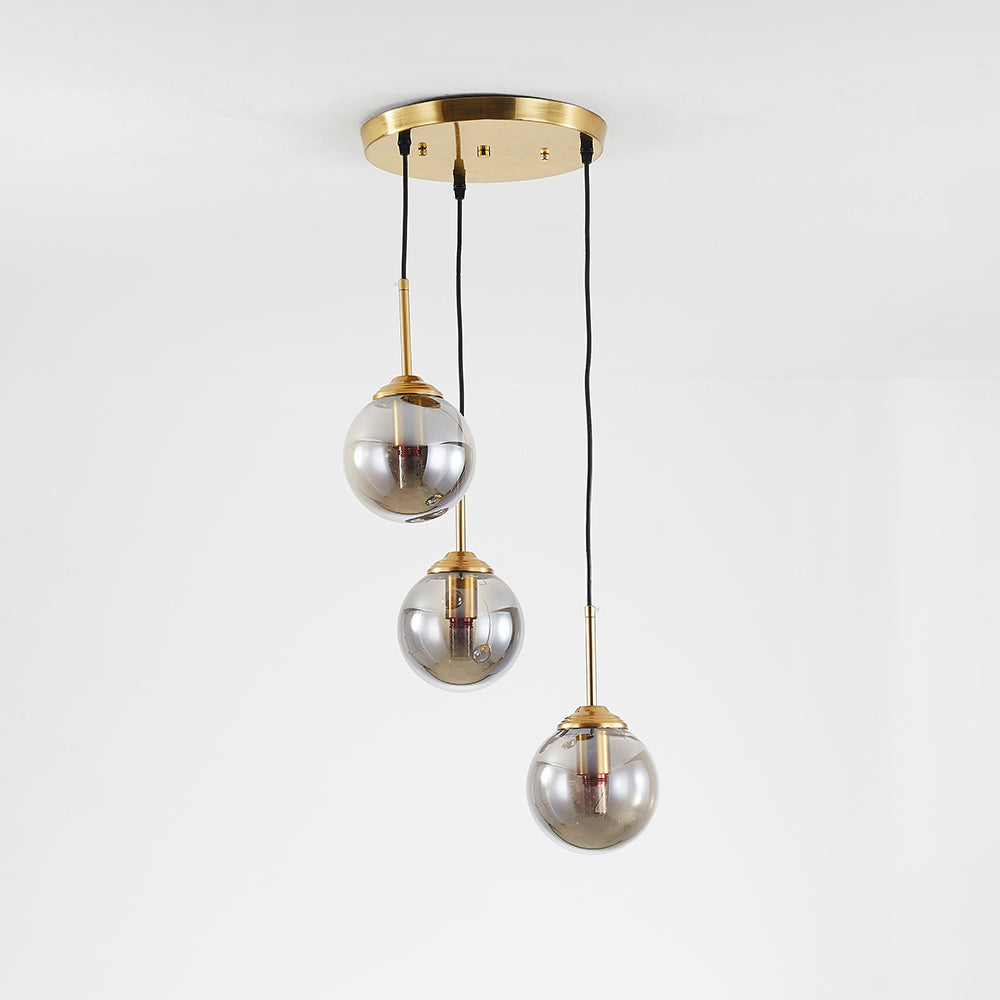 Modern Sphere Pendant Light with Amber Glass