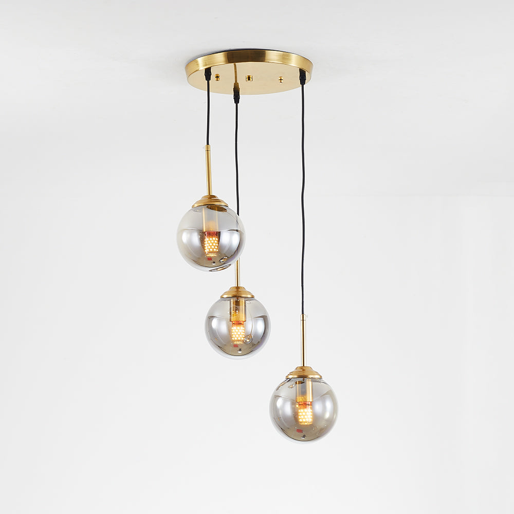 Modern Sphere Pendant Light with Amber Glass