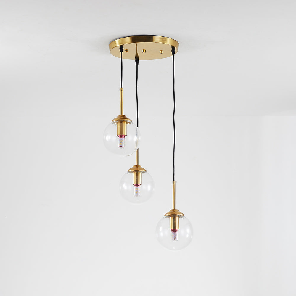 Modern Sphere Pendant Light with Amber Glass