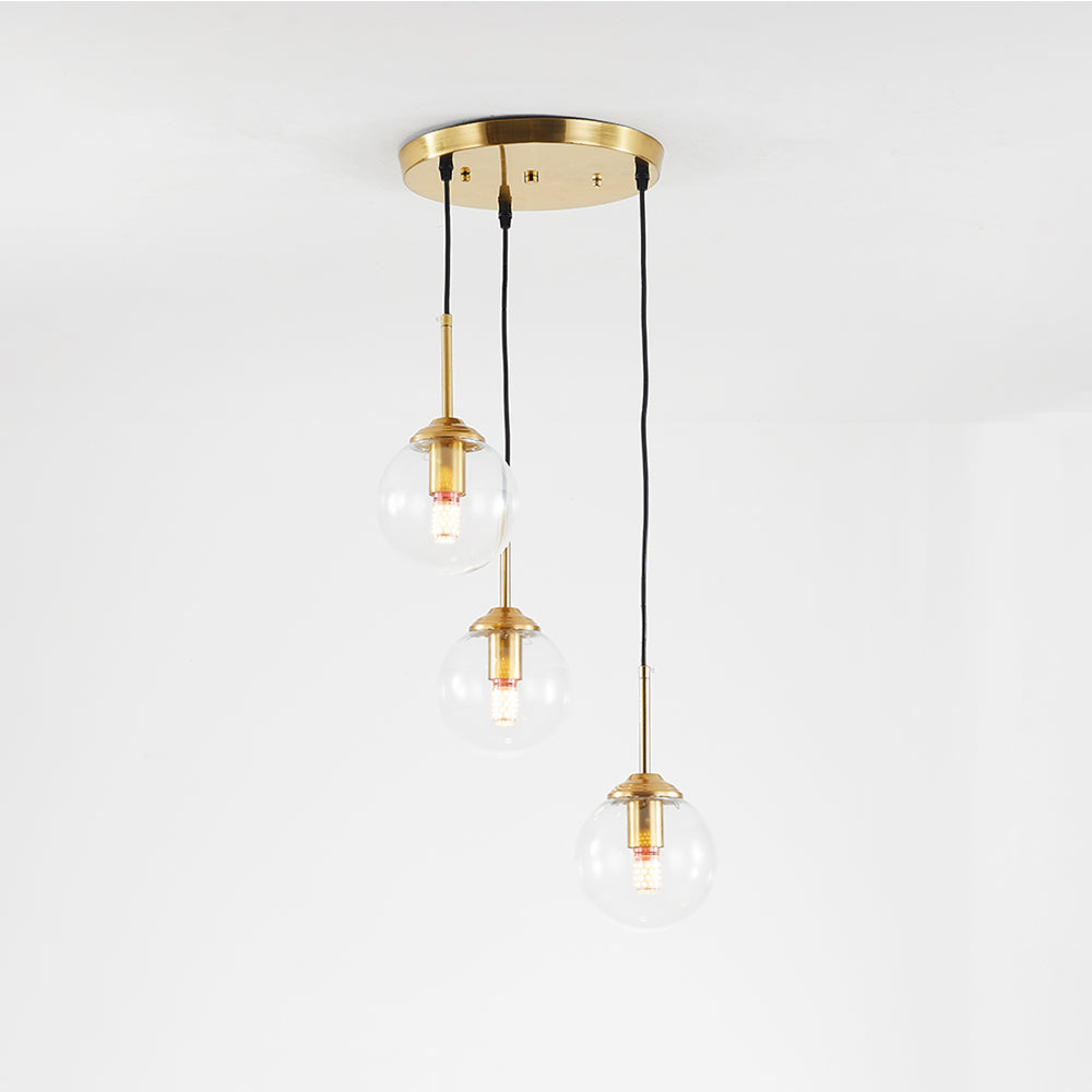 Modern Sphere Pendant Light with Amber Glass