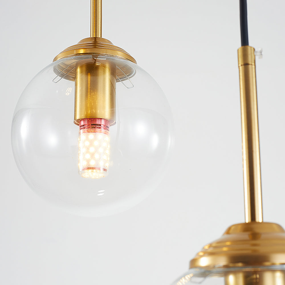 Modern Sphere Pendant Light with Amber Glass