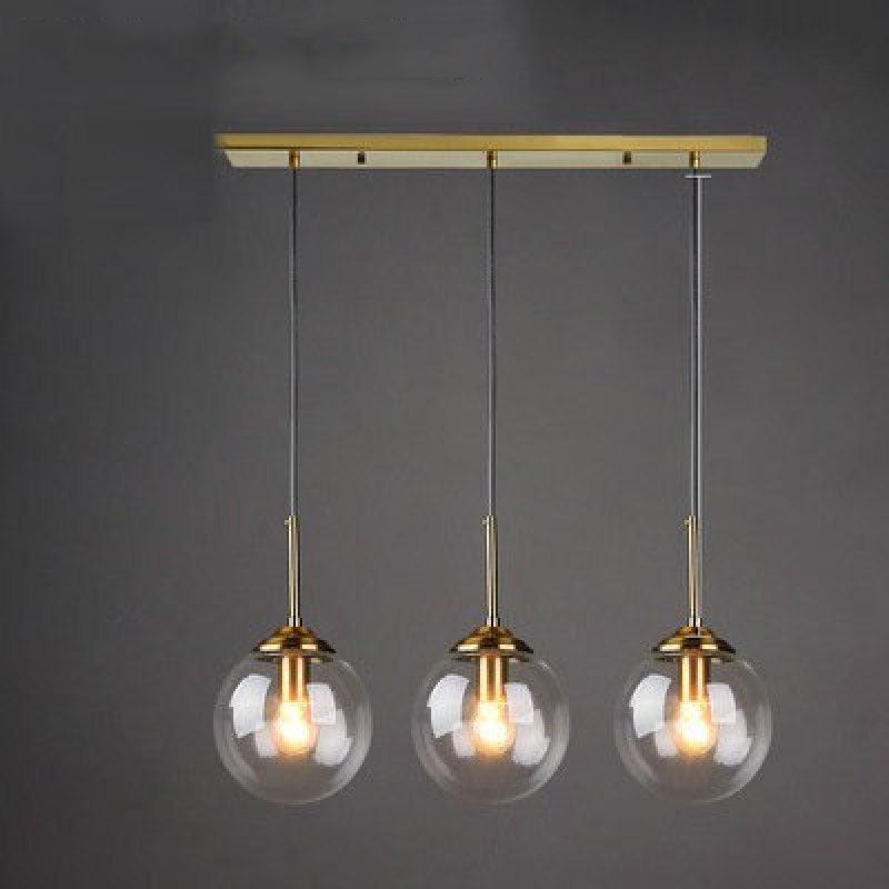 Modern Sphere Pendant Light with Amber Glass