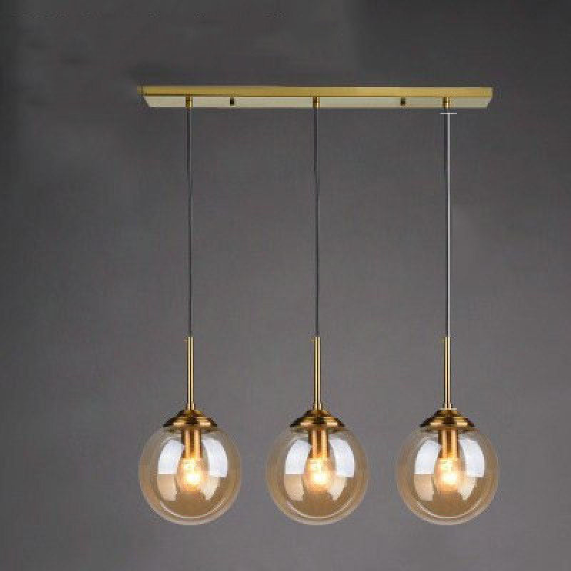 Modern Sphere Pendant Light with Amber Glass