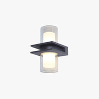 Modern Two-Head Cylindrical Metal and Glass Outdoor Wall Lamp
