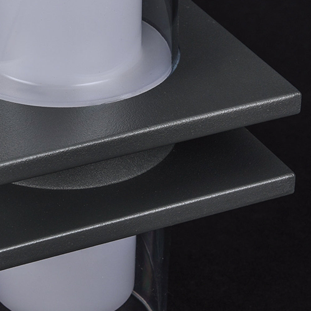 Modern Two-Head Cylindrical Metal and Glass Outdoor Wall Lamp