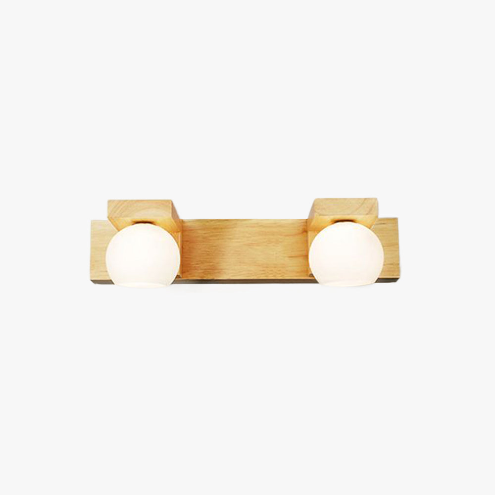 Rectangular Wall Lamp with Wooden & Glass Elegance