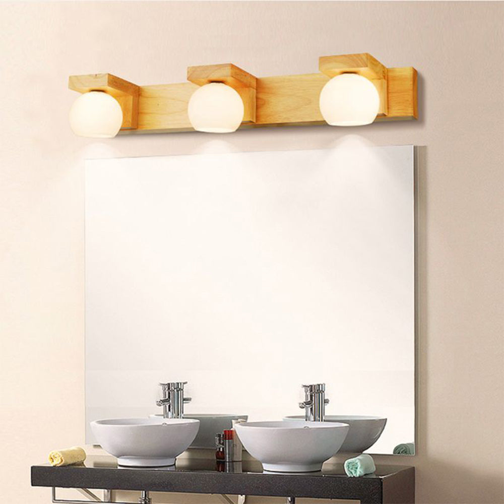 Rectangular Wall Lamp with Wooden & Glass Elegance