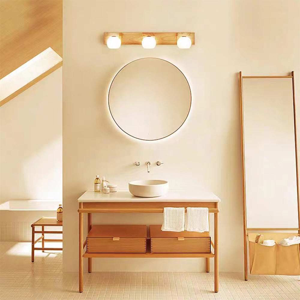 Rectangular Wall Lamp with Wooden & Glass Elegance